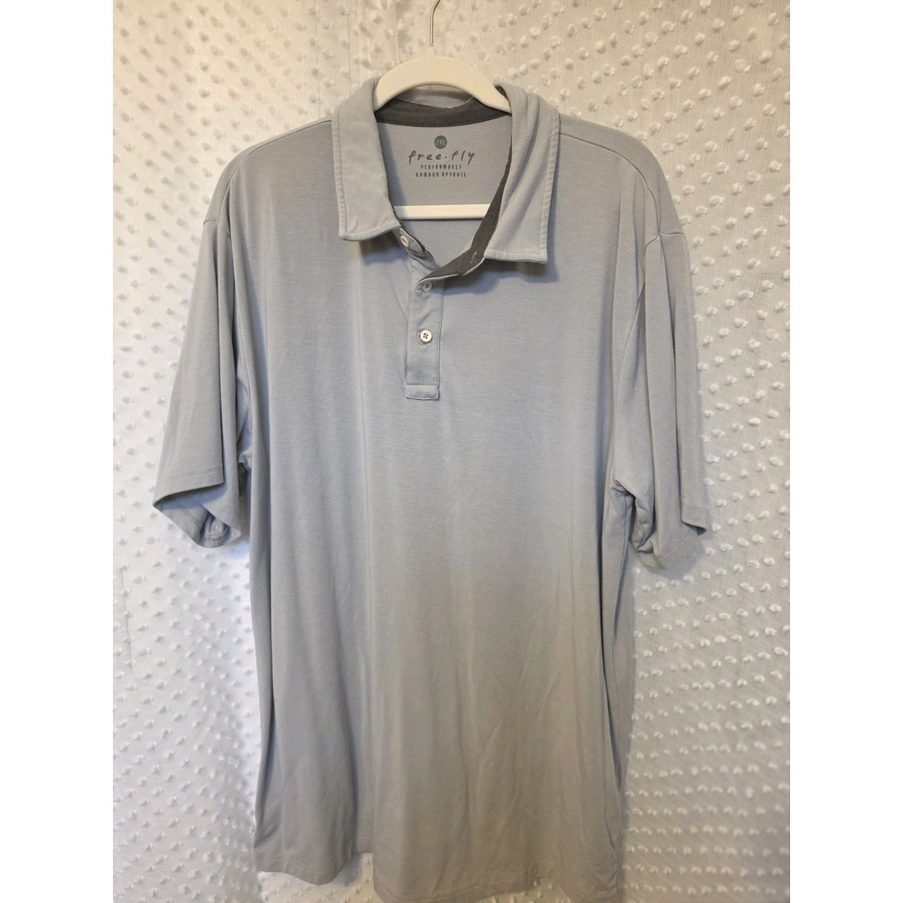 Free Fly Short Sleeve Bamboo‎ Polo Shirt 2XL Men's Medium Gray